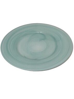 Pier 1 Turquoise Alabaster Glass Dinner Plate Aqua Swirl Hand Blown Replacement
